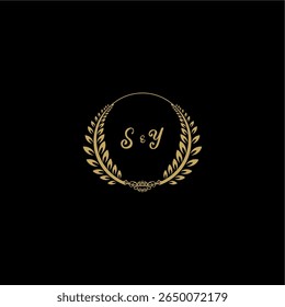 Beauty and feminine vector initial logo handwriting logo of initial floral and botanical with creative template for any company or business