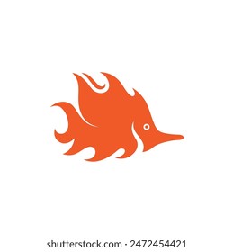 beauty fire fish modern logo design vector