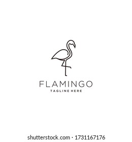 Beauty flamingo animal line art logo design illustration