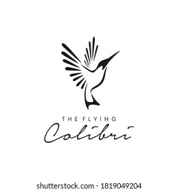 Beauty Flapping Flying Hummingbird Colibri Bird Silhouette for Nature Wildlife logo design