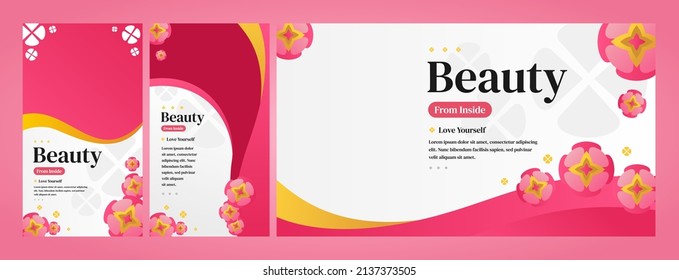 Beauty Floral Instagram Stories and Background Template With White And Pink Color