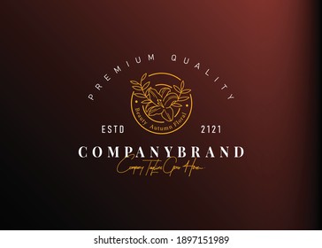 Beauty floral logo design. Vector illustration of beauty autumn flower. Vintage logo design vector line icon template