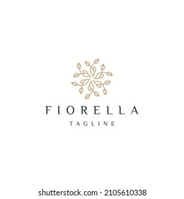 Beauty Floral ornament with line style logo icon design template flat vector