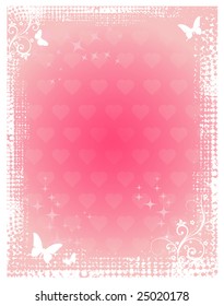 Beauty floral pink card with butterfly and heart