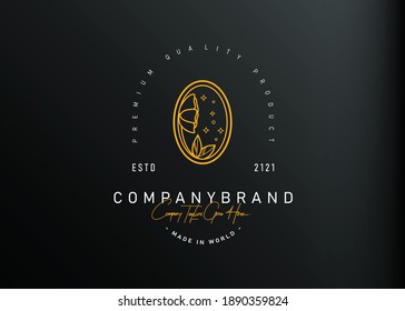Beauty florist monoline logo design. Vector illustration of beauty flower line art design. Vintage logo design vector line icon template