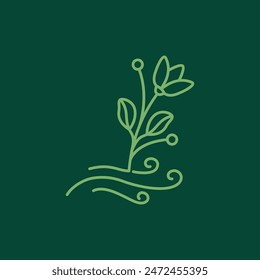 beauty flower botanical female line logo design vector
