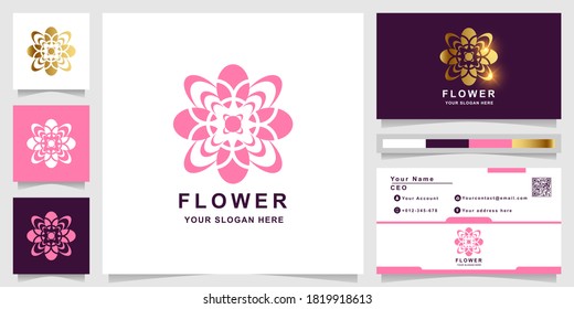 Beauty, flower, boutique or ornament logo template with business card design. Can be used spa, salon, beauty or boutique logo design.