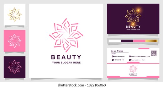 Beauty, flower, boutique or ornament logo template with business card design. Can be used spa, salon, beauty or boutique logo design.