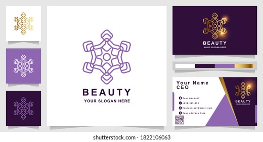 Beauty, flower, boutique or ornament logo template with business card design. Can be used spa, salon, beauty or boutique logo design.