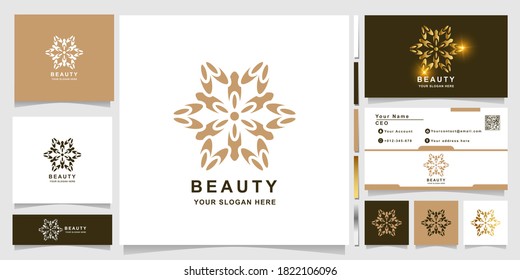 Beauty, flower, boutique or ornament logo template with business card design. Can be used spa, salon, beauty or boutique logo design.
