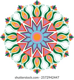 Beauty Flower colorful mandala ornament design vector