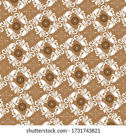The beauty of flower design on fabric Javanese batik with elegant mocca color design