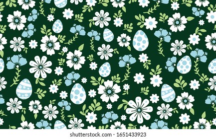 The beauty flower for Easter, with egg and floral pattern background.