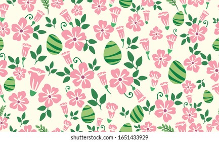 The beauty flower for Easter, with egg and floral pattern background.