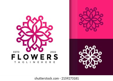 Beauty Flower Elegant Logo Design Vector Template