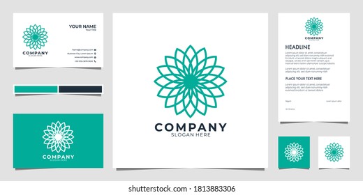 beauty flower geometry logo design and business card