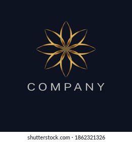 beauty flower gold logo vector