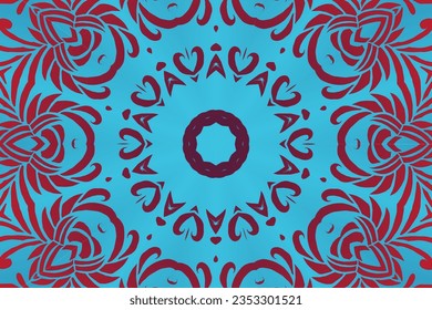 Beauty flower line art batik ethnic dayak borneo pattern with colourful gradient 