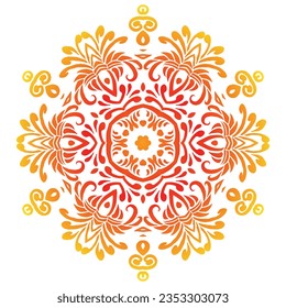 Beauty flower line art batik ethnic dayak borneo pattern with colourful gradient 