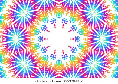 Beauty flower line art batik ethnic dayak borneo pattern with colourful gradient 