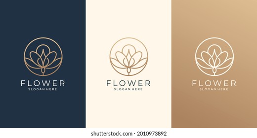 beauty flower line art logo design for salon and spa