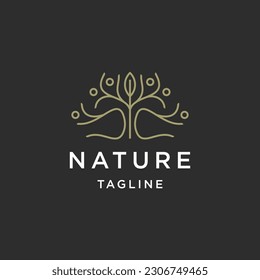 Beauty flower line art logo icon design template flat vector
