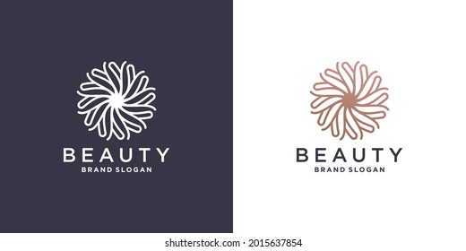 Beauty flower logo abstract with line concept Premium Vector part 4