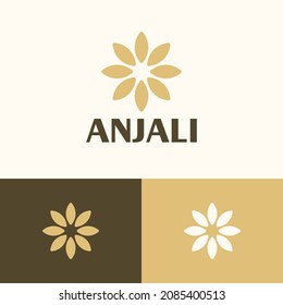 Beauty flower logo design concept. Circular geometric logomark illustration. Can representing yoga, spa, religion, divine.