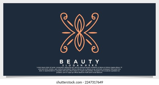 beauty flower logo design with leaf abstract concept