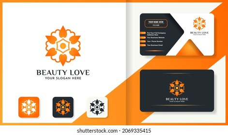 beauty flower logo design use love concept and business card