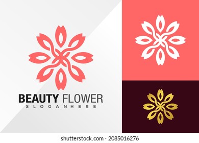 Plantilla de ilustración del vector de diseño del logotipo de flor de belleza