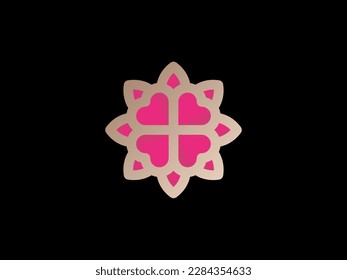 Flor de belleza Modelo vectorial de diseño con logotipo. Ilustración logarca de meditación de yoga. Puede representar spa, hotel, boutique, floral, mandala, estrella, eco.