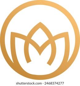 Beauty Flower logo design vector icon. Water lily logo golden color best company icon. Luxury Beauty Flower logo template monogram