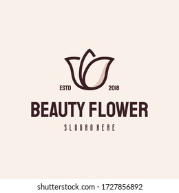 Beauty flower logo hipster retro vintage vector template