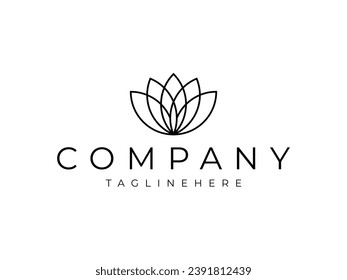 beauty flower lotus line logo design