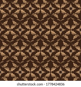 The beauty flower motifs on Bantul batik design with simple dark brown color design