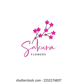 beauty flower plant sakura blossom tree season logo design vector icon illustration template