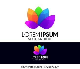 Beauty flower vector logo design template. Colorful icon  symbol element. Modern logo for company or business identity. Lutus, spa, yoga, health element