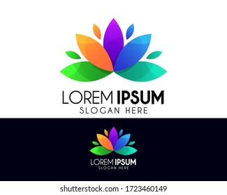 Beauty flower vector logo design template. Colorful icon  symbol element. Modern logo for company or business identity. Lutus, spa, yoga, health element