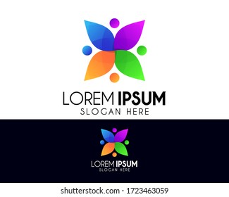 Beauty flower vector logo design template. Colorful icon  symbol element. Modern logo for company or business identity. Hotel, spa, yoga, healthy element