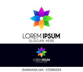 Plantilla de diseño del logo del vector de flor de belleza. Icono colorido / elemento de símbolo. Logotipo moderno para la identidad empresarial. Hotel, spa, yoga, elemento saludable