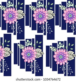 Beauty flowers and stripe pattern