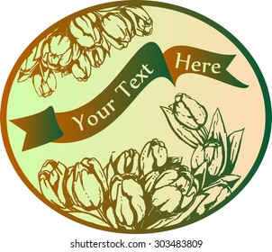 beauty flowers of tulip placed around. are drawn manually and transferred to a vector format 