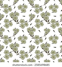 Beauty flowers vector seamless pattern. Floral abstract background. Pretty nature repeat wallpaper