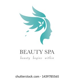 beauty fly woman flower spa logo icon 