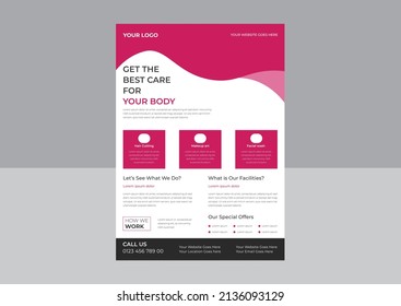 Beauty Flyer and Spa Flyer Template. Editable Poster, Brochure Cover for Beauty Spa Business, Beauty Care Spa Hair Salon Flyer Editable A4 Size.