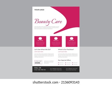 Planilla de viajero de belleza y balneario. Afiche editable, Cubierta de Folleto para Beauty Spa Business, Beauty Care Spa Hair Salon Flyer Editable A4 Size.