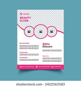 Beauty flyer template design with pink color