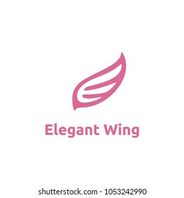 Beauty Flying Bird Wings Initial Letter E Logo design