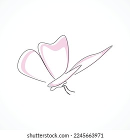 Beauty Flying Butterfly line art